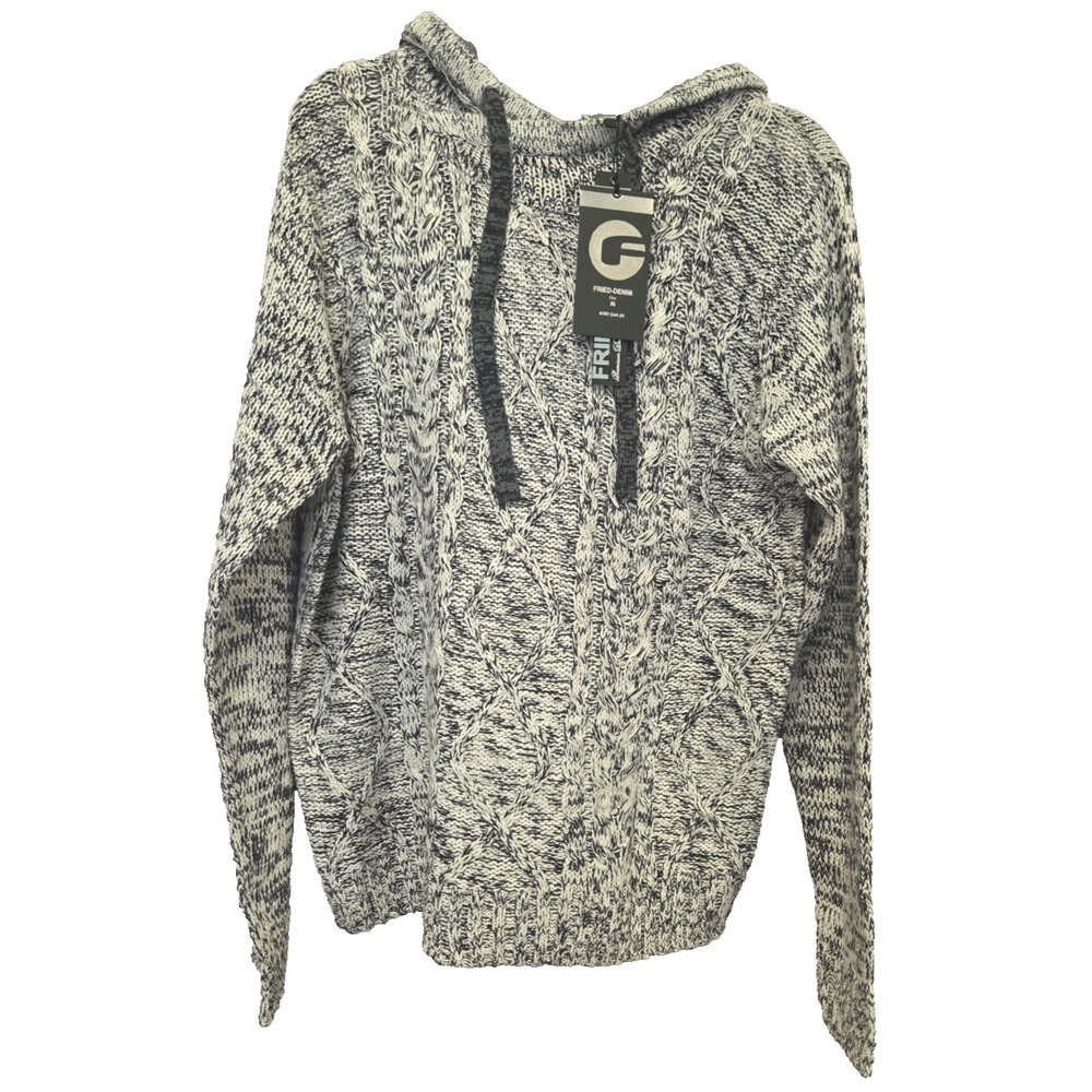 Fried Denim Men's Premium Collection Sweater Hoodie Gray, Black, NYC Size M